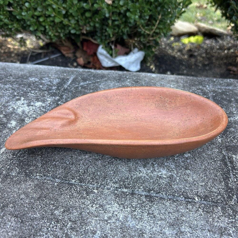 VTG 1958 Harville Studio Art Pottery Organic Leaf Trinket Dish Ashtray MCM Retro